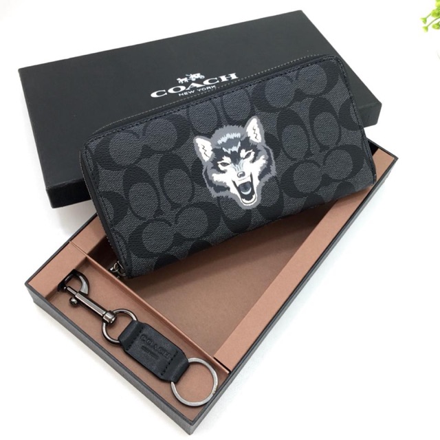 COACH Accordion Wolf Signature Wallet Gift Set dompet asli original authentic