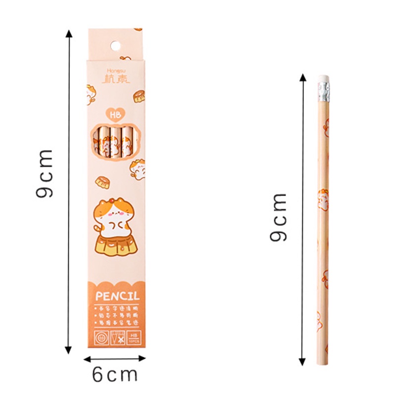 10 Pcs Cartoon Children Pencil Set HB Student Drawing Pencil with Eraser