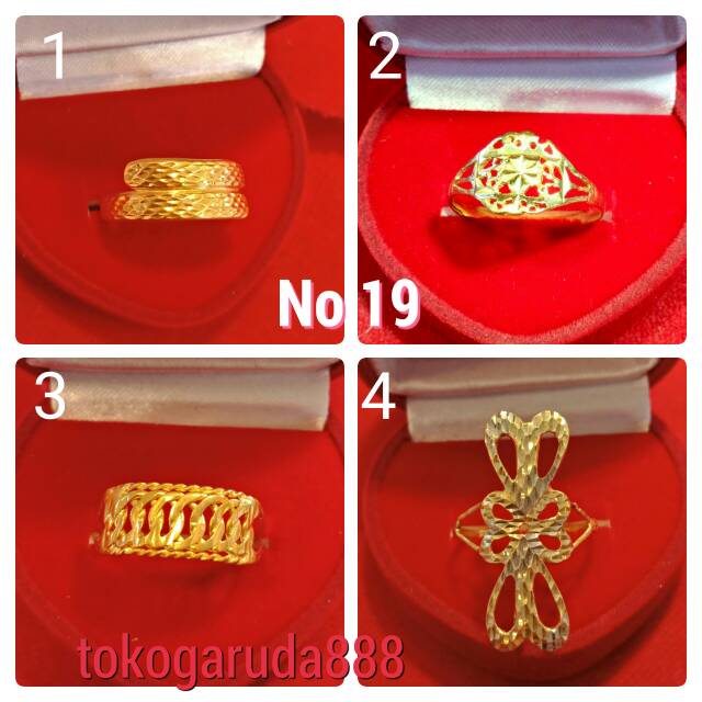 Cincin No 19 anak dan dewasa emas asli kadar 700 70% 22 1 satu 2 dua gram gold model ukir selisih rantai cantik