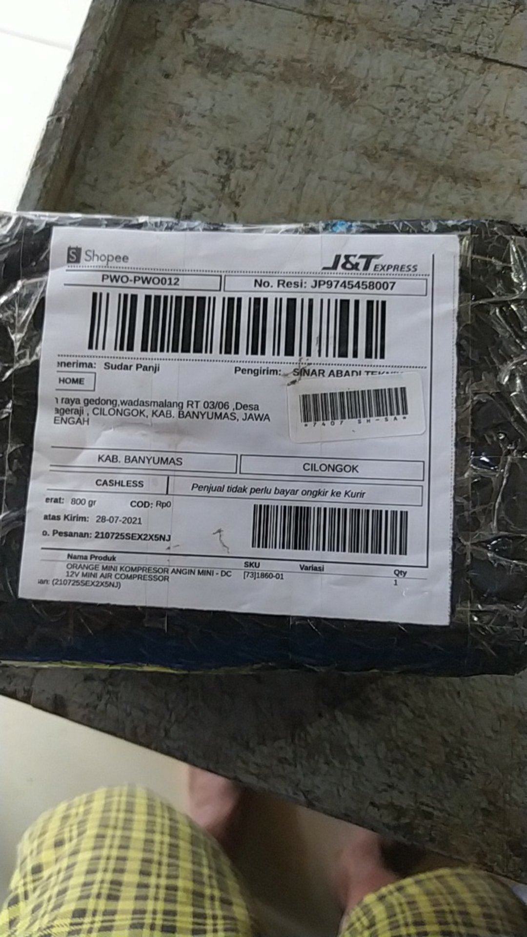 Orange Mini Kompresor Angin Mini - Dc 12v Mini Air Compressor