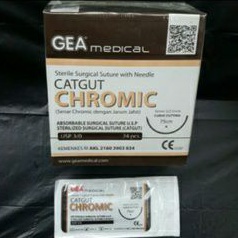 Benang Cutgut Chromic 2/0 Plus jarum / Cutgut Chromic 2/0 Tanpa jarum