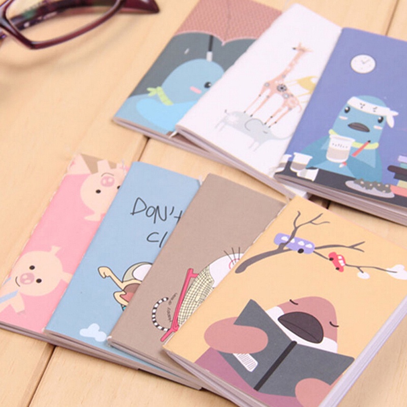 (LUCKID) 1pc Buku Notebook / Catatan / Jurnal / Diary Mini Motif Kartun Lucu