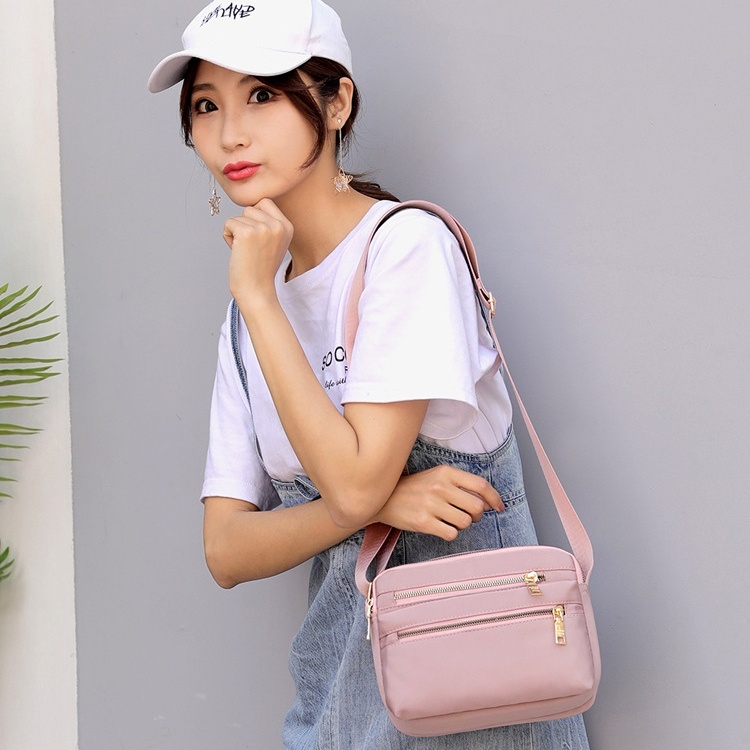 TAS SELEMPANG WANITA 5 RESLETING ANTI AIR PINK PREMIUM TA529P3 SLING BAG MANTUA IMPORT FASHION BRANDED KOREA REMAJA KEKINIAN SIMPLE BATAM CASUAL