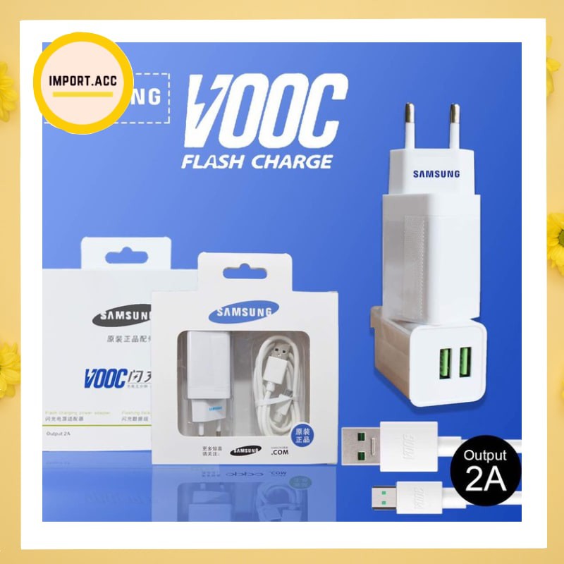 Jual Charger Samsung VOOC 2 Ampere 2 usb plug fast charging