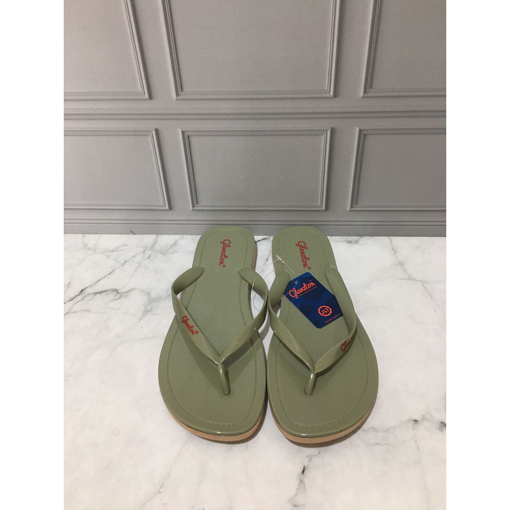 L1819V IMPORT Merek Glanzton Sandal Jepit Wanita / Sandal Jelly Wanita Permukaan Glossy Size 37-41