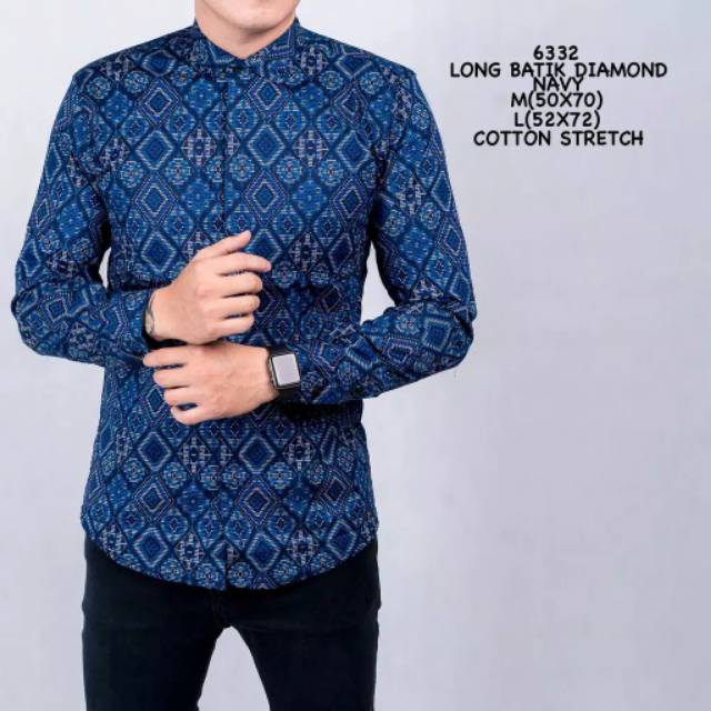 KEMEJA BATIK MODERN DIAMOND NAVY