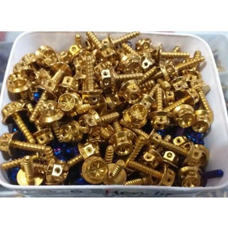 Baut Body probolt Flower gold Honda Yamaha Beat Mio Vario