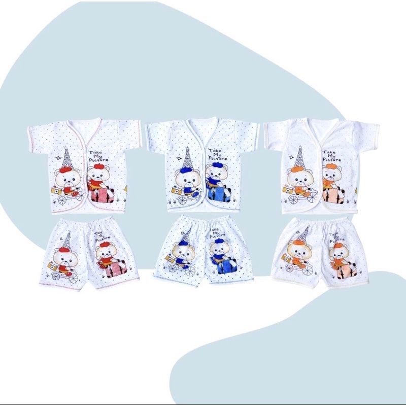 SETELAN BAJU BAYI PENDEK + CELANA PENDEK NEWBORN - SETELAN BAYI MURAH (MEGA BABY)