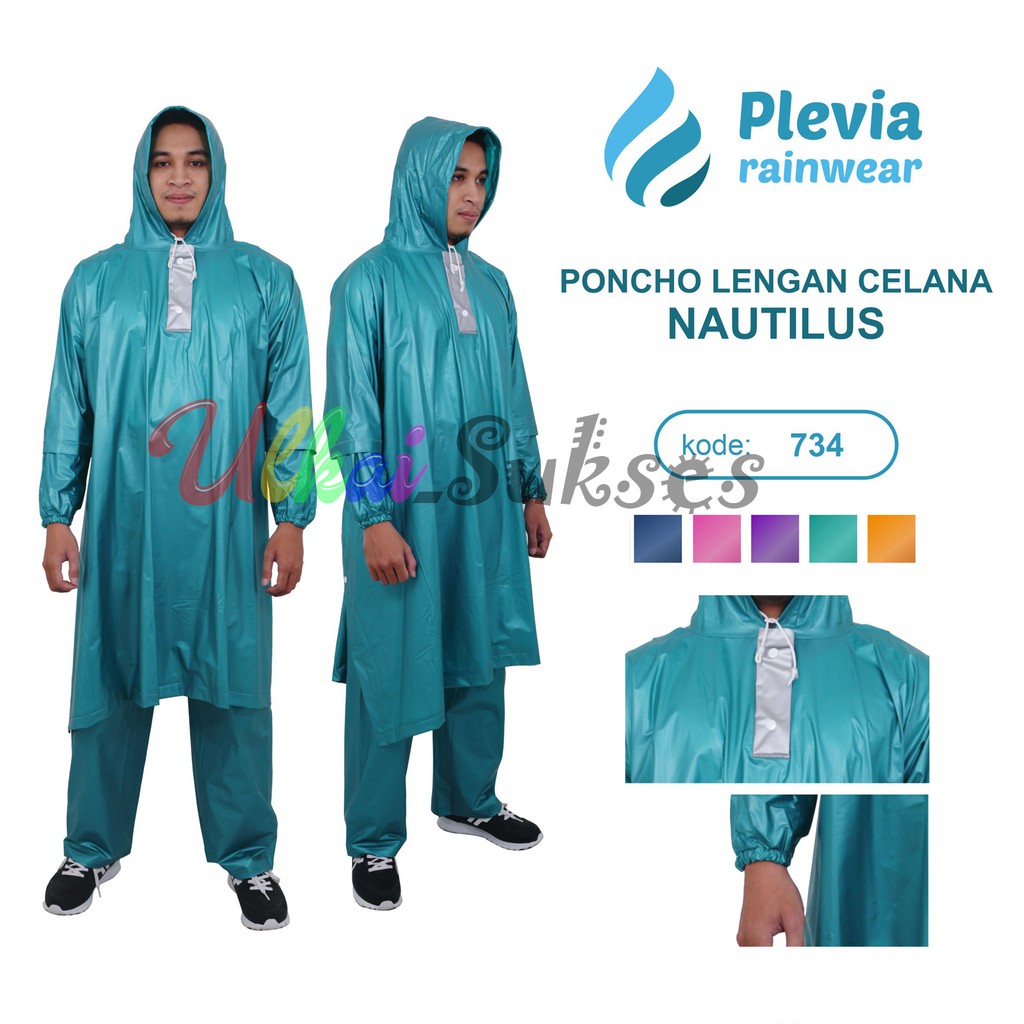 Plevia Jas Hujan Setelan Nautilus Ponco Celana 734 - Raincoat Jas Hujan Dewasa Pria Wanita Murah