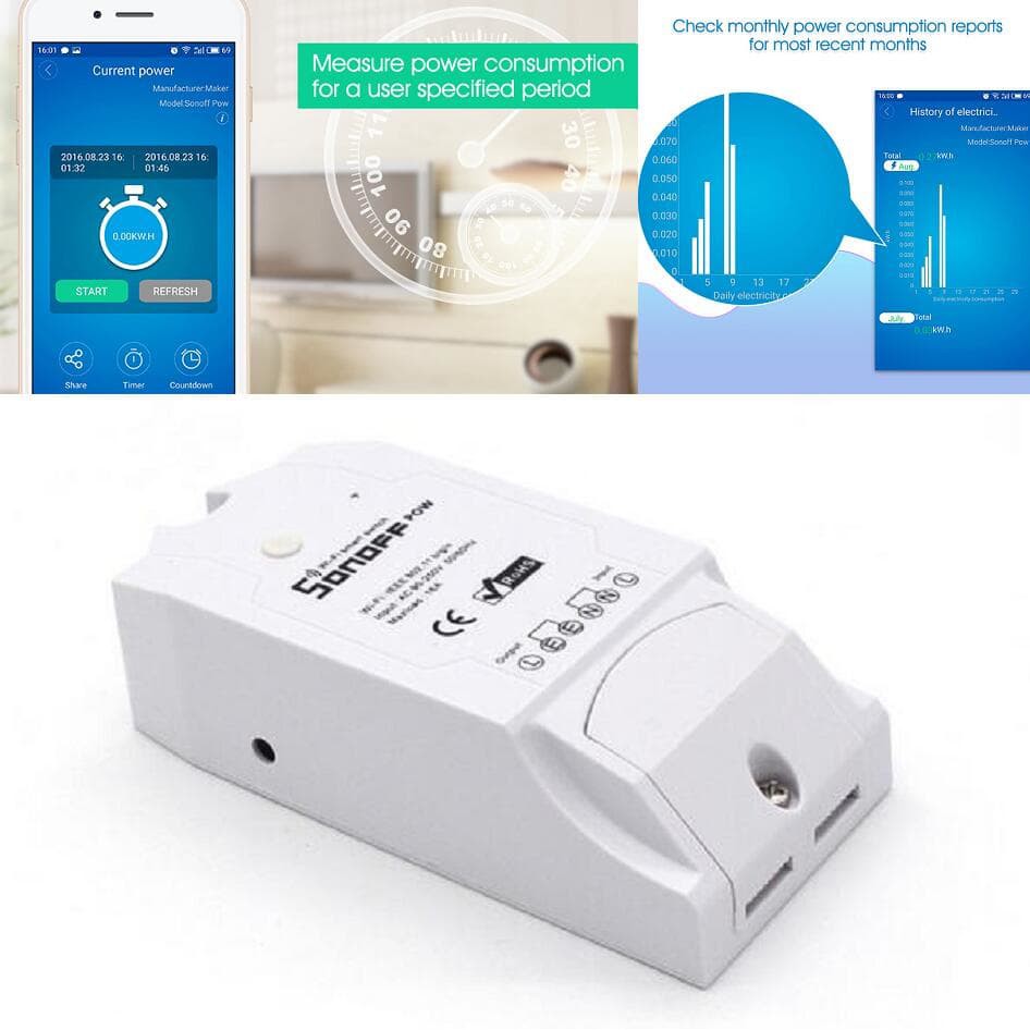 Jual Sonoff Pow Remote Power Monitor WiFi Wireless Switch Smart Home IoT Shopee Indonesia