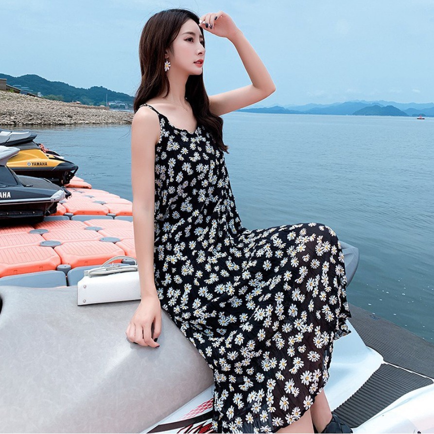 BEFAST - ZEC OOTD Dress Wanita JIYEON / Dress Korea Flora / Dress Motif Daisy /Dress Wanita Kekinian / Dress Ke Pantai