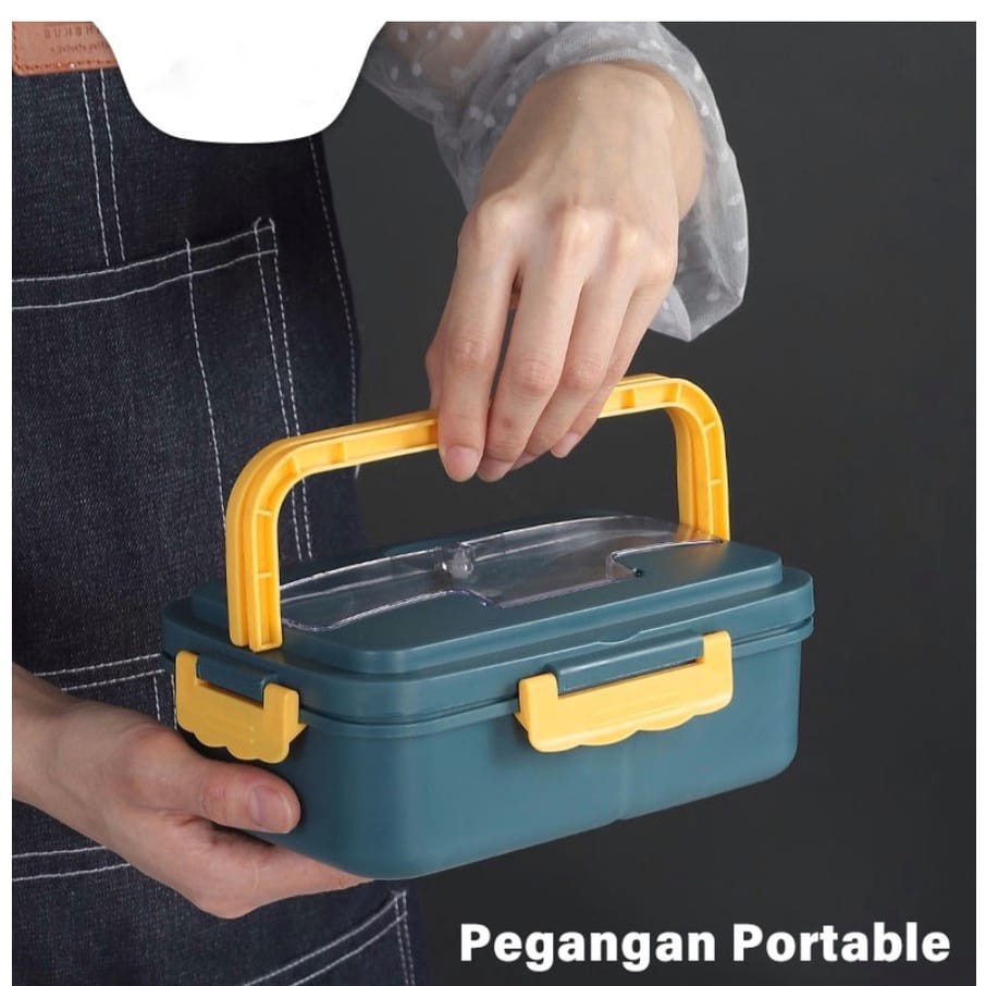 ♫ Megata ♫ A219 Lunch Box Kotak Bekal Sekat Gratis Sendok Garpu BPA Free