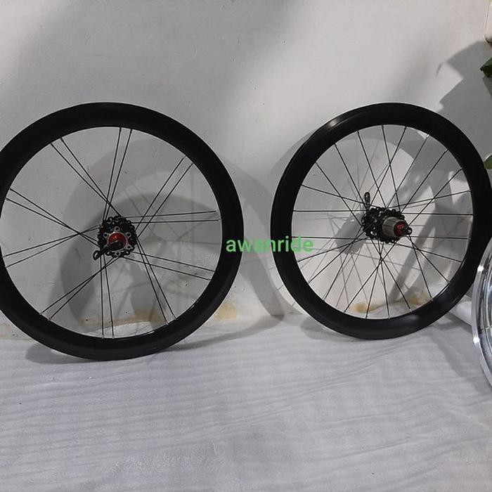WHEELSET SILVEROCK 22 INCH 4CM SEPEDA LIPAT HUB FREEHUB OXOSTRUMMER SILVER TITANIUM