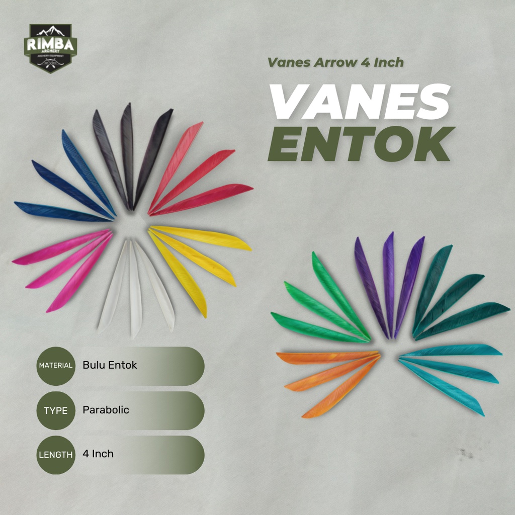 Vanes Bulu Entok Lokal 4" / Vanes Entok Parabolic 4" / Archery