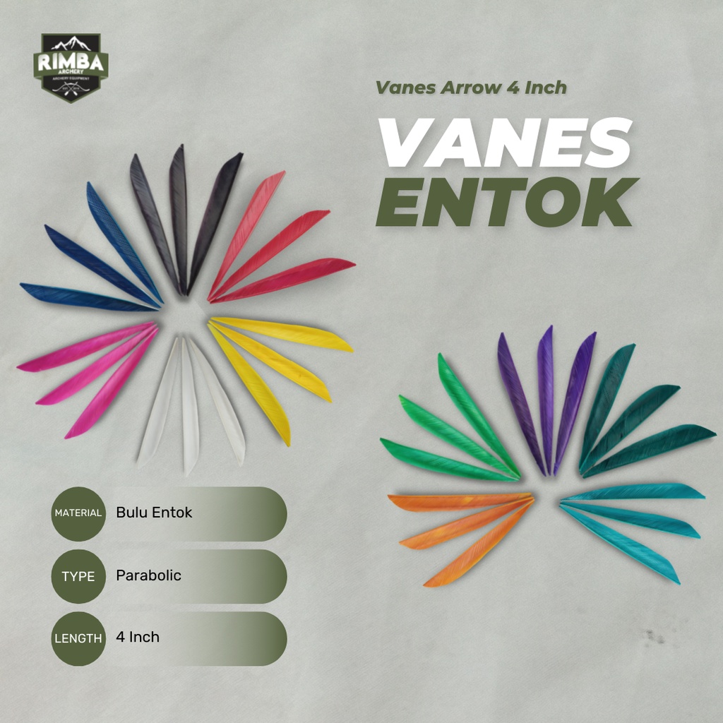 Vanes Bulu Entok Lokal 4" / Vanes Entok Parabolic 4" / Archery