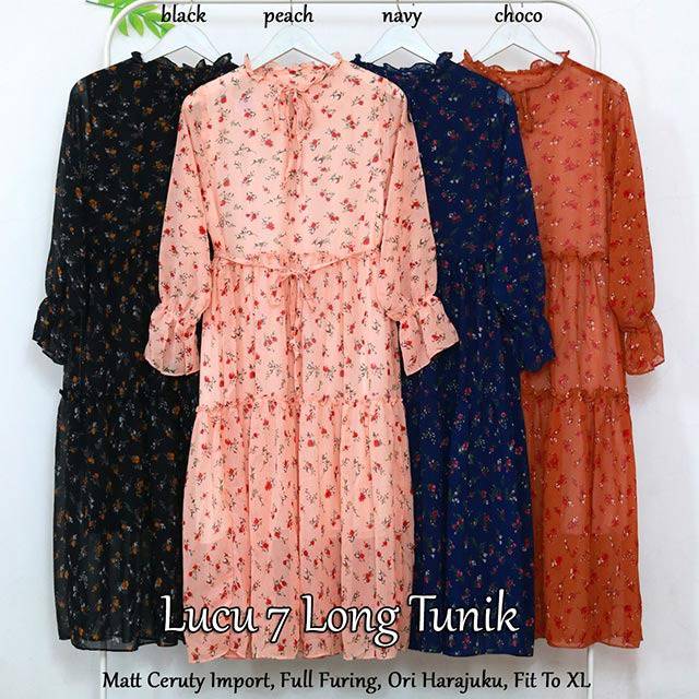 LUCU 7 LONG TUNIK, Matt Ceruty Import, Full Furing, Ori Harajuku,