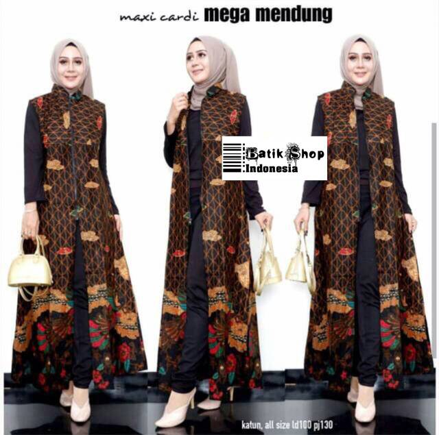 ADA JUMBO - Outer Mega Mendung Batik Maxi Cardi Muslim Kardigan Kantoran Outerwear Kerja Casual Modern Big Size