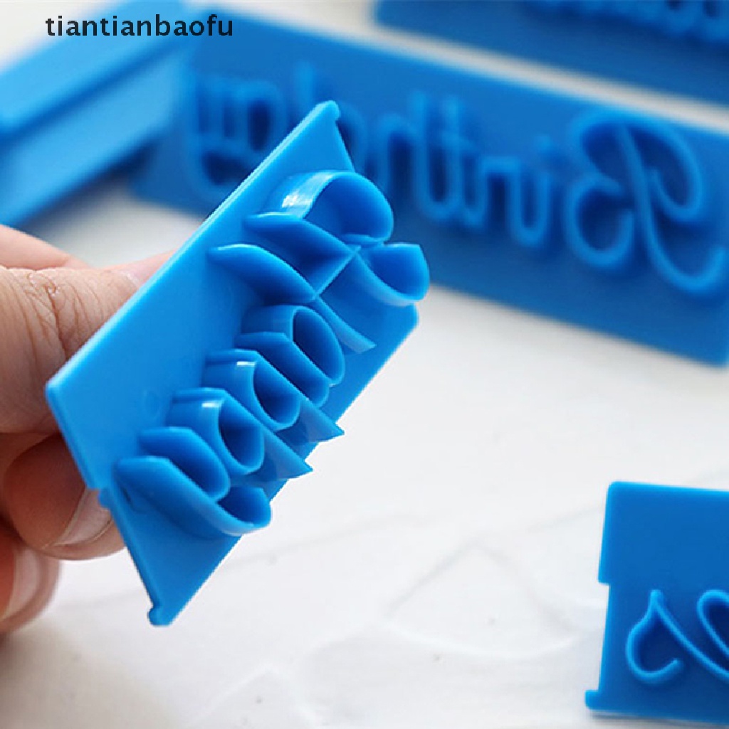 [tiantianbaofu] 6pcs/set Plastic Letters Mold Happy Birthday Best Wishes Baking Molds Decoration Boutique