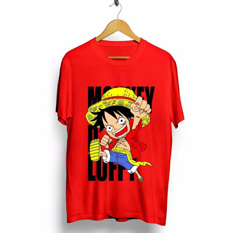 Fourfashion Kaos Pria Kaos Distro LUFFY GIRANG Merah CN821