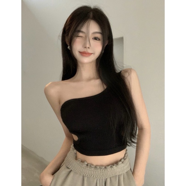 Tanktop 25 atasan crop top wanita pakaian dalam korean style-Hitam
