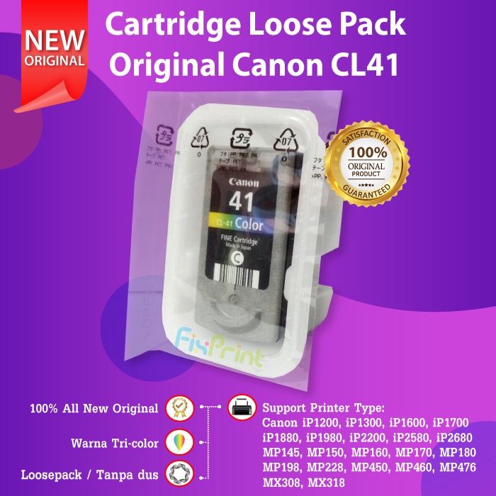 Cartridge Loose Pack Original Canon CL-41 CL41 Color Tanpa Box