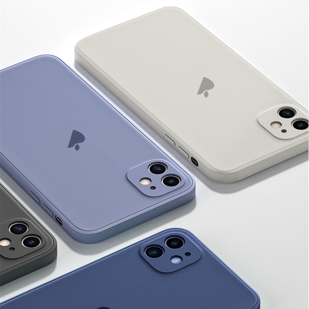 Case Square Silicone untuk iPhone 11 / 11ProMax X XR Xs Max Case Flocking Layer Inner Soft Casing