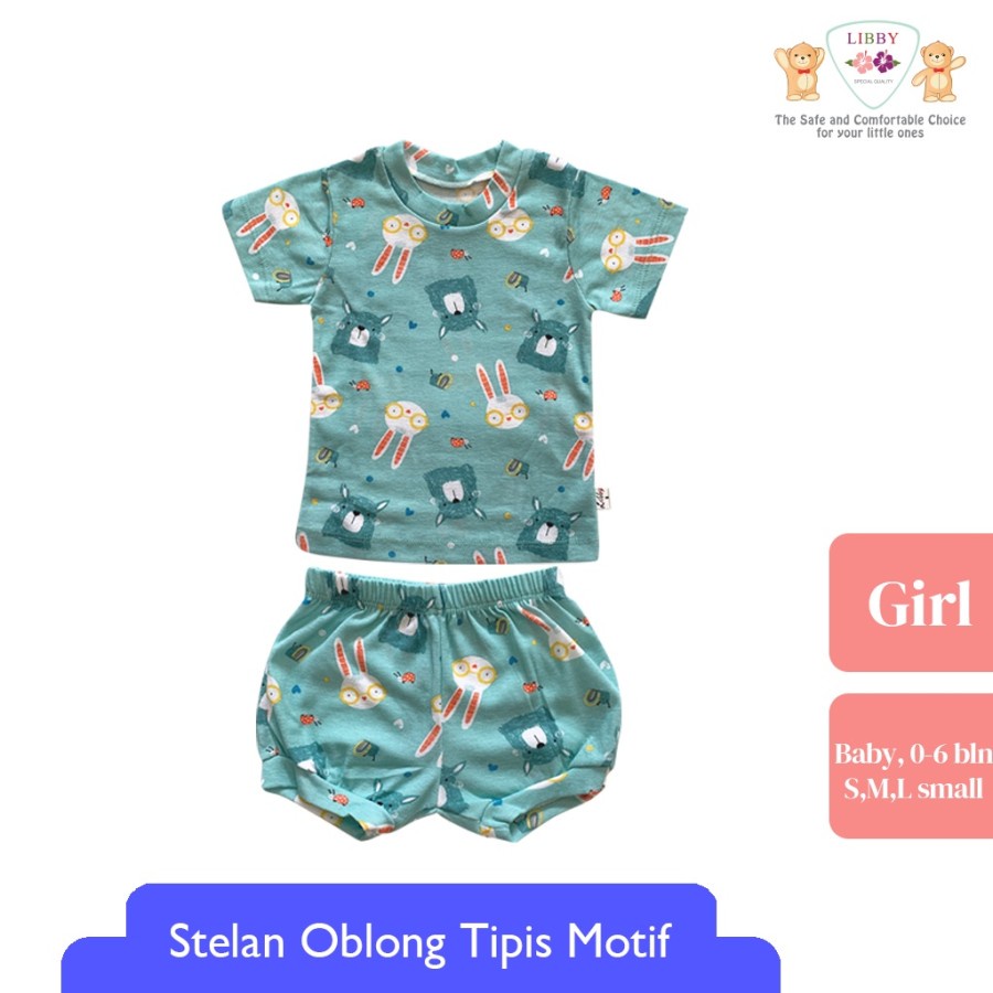 Makassar ! Setelan Oblong Libby Baby Cotton Rib Girl SML