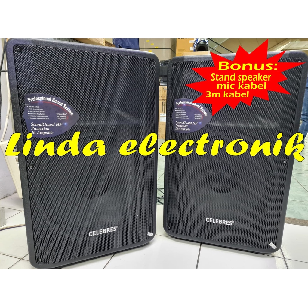 new speaker aktif pasif celebress 15 inch 2 buah 1600 watt original