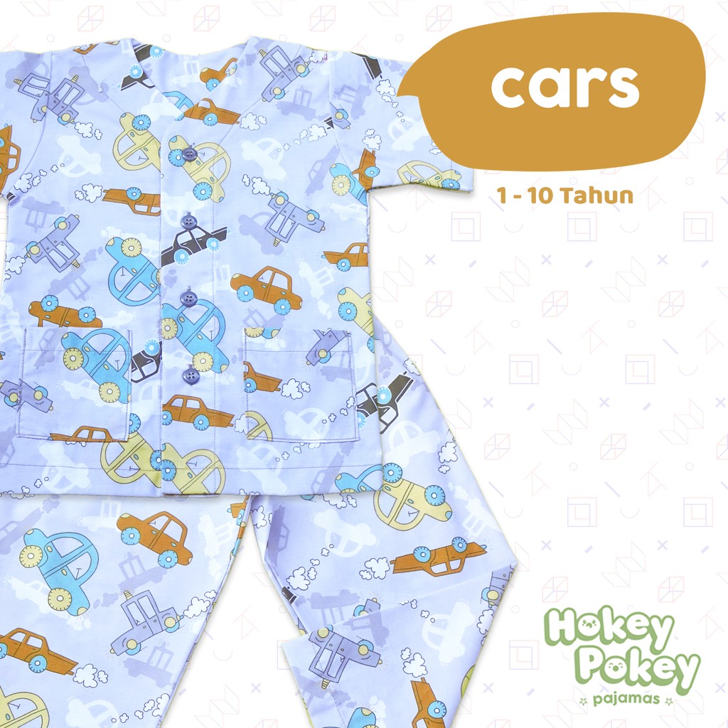 Setelan Baju Tidur Piyama Anak Laki Laki Tanpa Kerah Motif Cars