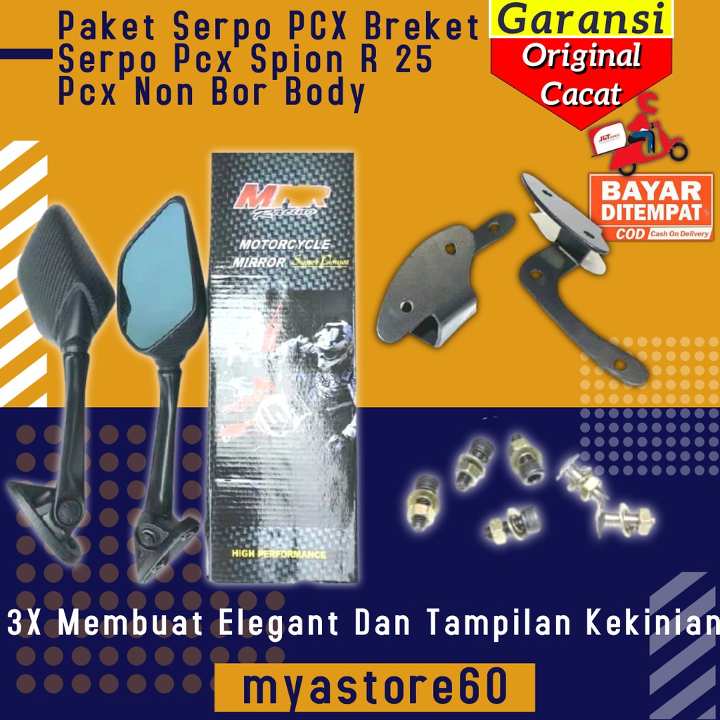 Spion Sepion Paket Serpo PCX Breket Serpo Spion R 25 Aksesoris Variasi Sparepart Pcx Non Bor Body