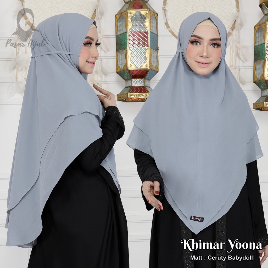 Khimar Yoona Ceruty Babydoll Original By Nayla Hijab Kerudung Ceruty Jumbo Pasar Hija'b