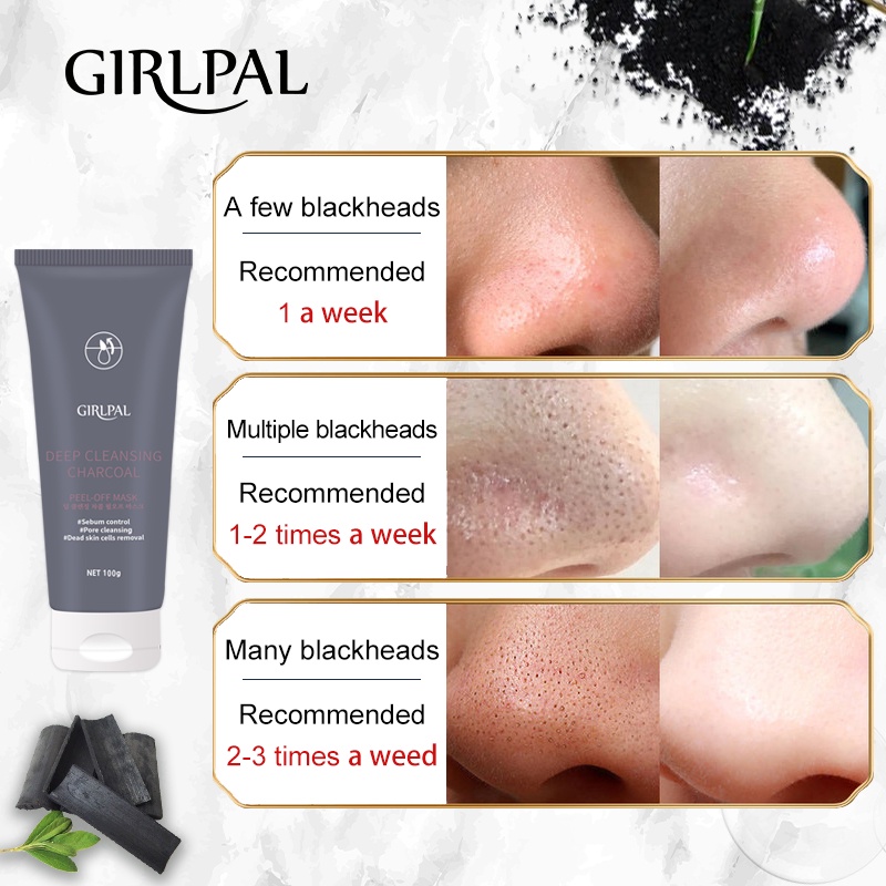 GIRLPAL Charcoal Blackhead Remover Mask 100g Peel Off Masker Wajah ​Hidung - Pembersih Komedo Deep Cleaning Oil Control Mengecilkan Poripori Wajah