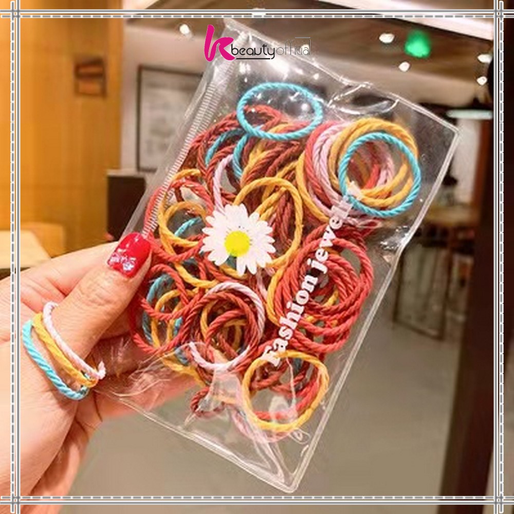 KB-C329 (100 PCS) Karet Ikat Rambut Spiral Gaya Korea / Kuncir Rambut Fashion / Kunciran Rambut Wanita FREE POUCH-2