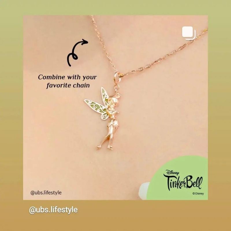 Kalung, giwang anting tusuk, cincin Tinkerbell UBS kadar 8K 375