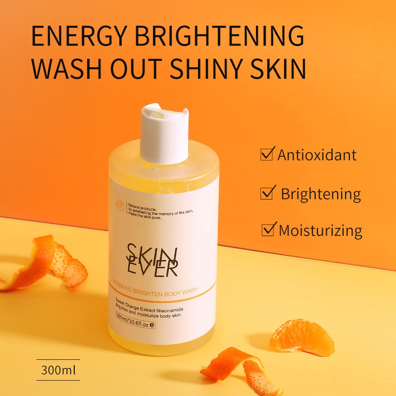 SK018 SKIN EVER VC Essence Vitamin C Brighten Whitening and Moisturizing Shower Gel 300ml/ Sabun Mandi