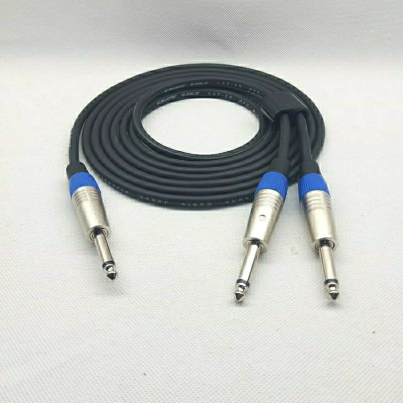 Kabel Audio Canare 3mtr + 2 Jack Akai 6.5mm Male To Akai 6.5mm Mono Male