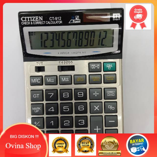 

TERLARIS Kalkulator Citizen CT 912 12 digit . Kalkulator 12 Digit