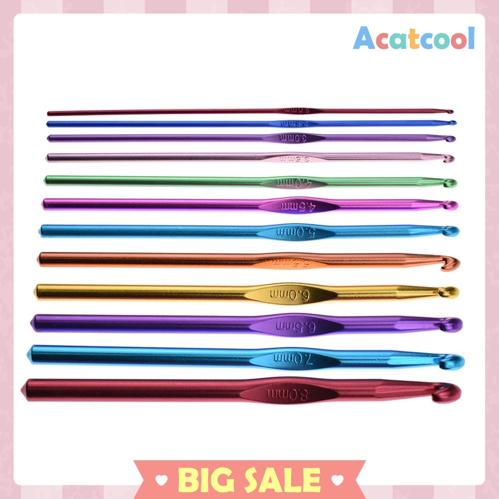 DIY Aluminum Crochet Hooks Sweater Knit Weave Craft Sewing Needles Set Kit