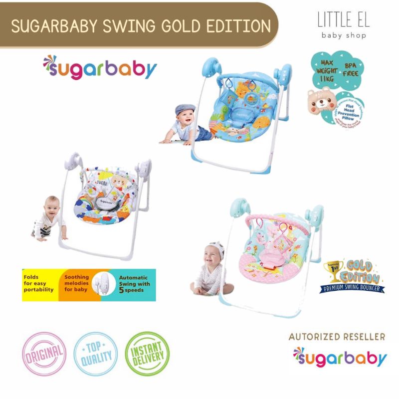 Sugar Baby Gold Edition Premium Swing Bouncer- Sugarbaby Swing Ayunan Bayi Otomatis dengan Music