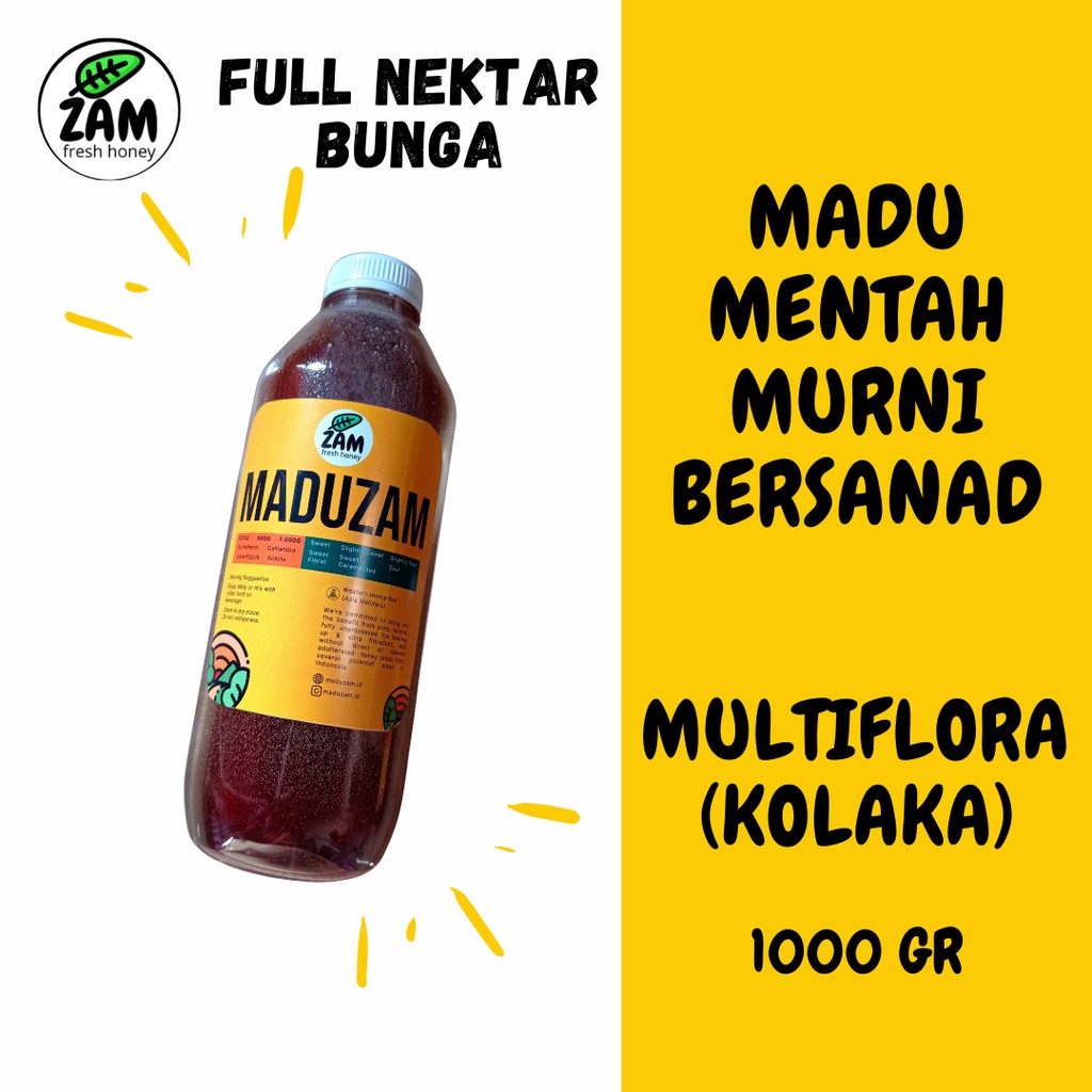 

Madu Organik Murni Multiflora Kolaka Raw Organic Honey Bersanad Sanad Alami Full Nektar Hutan Lindung Jambi 1kg Madu Zam MADUZAM