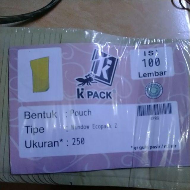 [i00 Pcs] Standing Pouch Window Ecopack 14x23 Kpack/ Kertas Paper/ Craft Kraft/ Kemasan Kopi