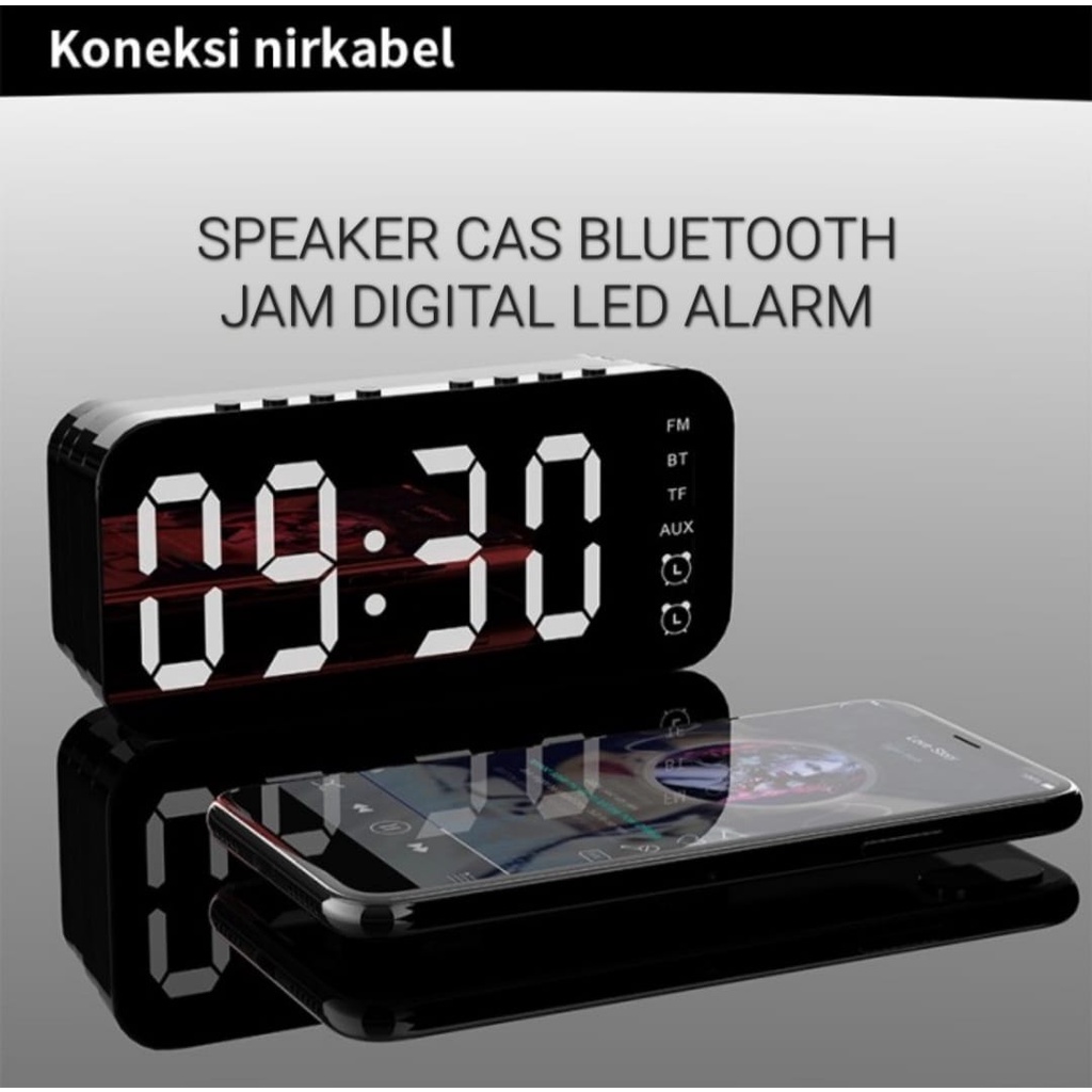 J418 BLUETOOTH USB MP3 JAM DIGITAL LED ALARM SYSTEM CASAN RADIO FM AUDIO SPIKER MINI BAS BASS WATCH WAKTU BISA DIJADIKAN ALARM DAN SPEAKER PEMASANGAN SANGAT PRAKTIS TANPA RIBET DENGAN HARGA TERJANGKAU DENGAN BENTUK YANG CUKUP FLEKSIBLE MUDAH DIBAWA