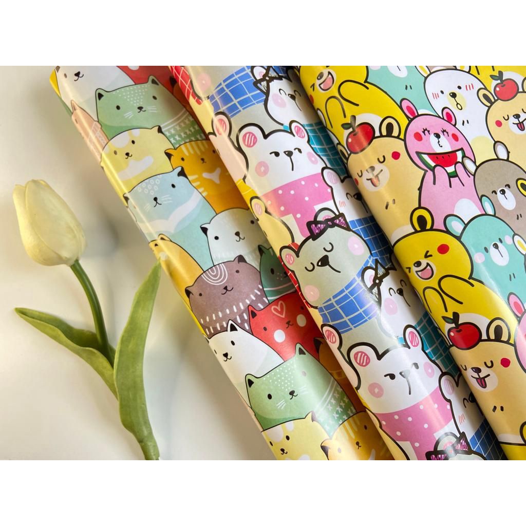 Kertas Kado KIKY / Bungkus kado / Gift wrap Motif Karakter lucu random  Kertas kado KIKY motif Karakter lucu