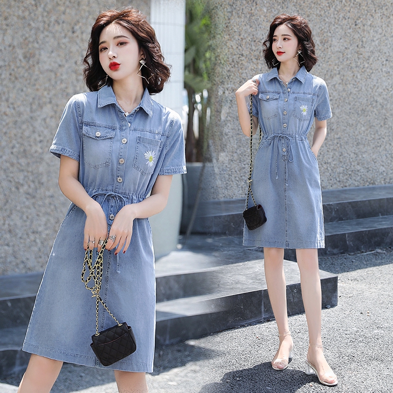 dress denim wanita