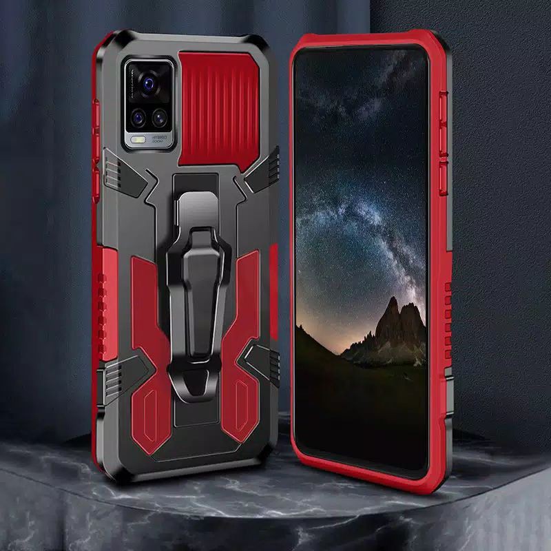Hard Case Vivo V21 V20 SE V20 V17 V19 Y91C Y91 Y93 Y95 S1 Pro Case H8 I-Crystal Transformer Robot Ironman Kickstand