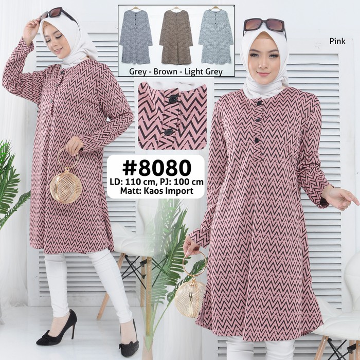 Tunik busui / Tunik kaos import / Tunik muslim wanita / Tunik casual - Merah Muda Berkualitas