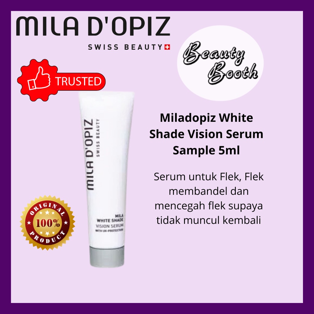 MILADOPIZ White Shade Vision Serum SAMPLE 5ml Mila D'Opiz 5ml KECIL Ampuh mengatasi flek memudarkan bekas jerawat ukuran MINI 5ml