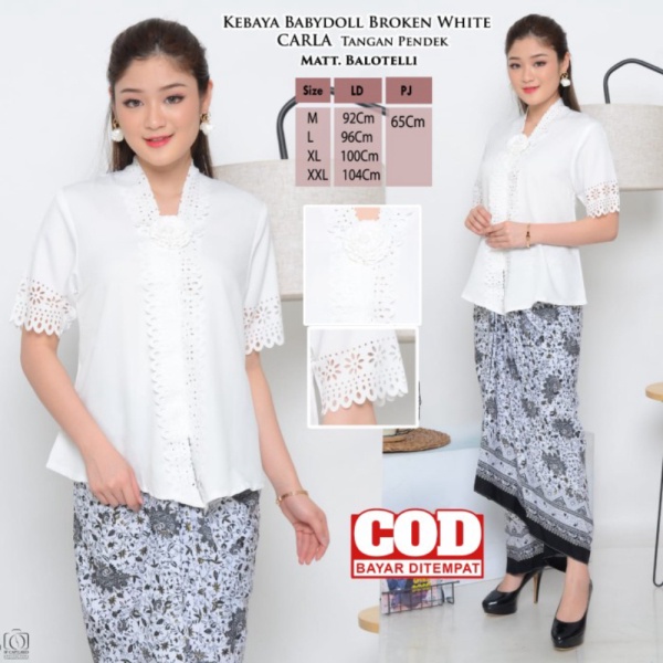 Atasan kebaya putih  Kebaya modern putih  Kebaya carla putih - XL Murah