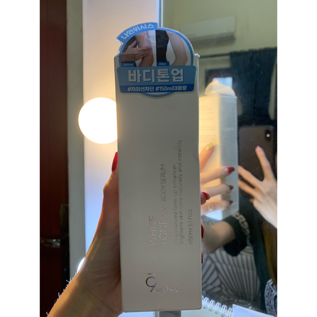 9 wishes white tone up body serum