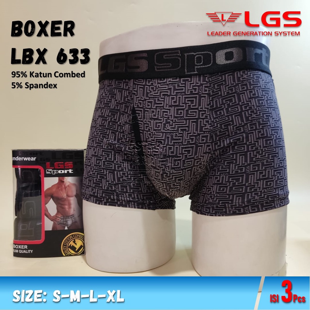 Celana Boxer Pria LGS 633 Isi 3Pcs |Boxer Pria Lgs Sport